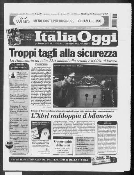 Italia oggi : quotidiano di economia finanza e politica